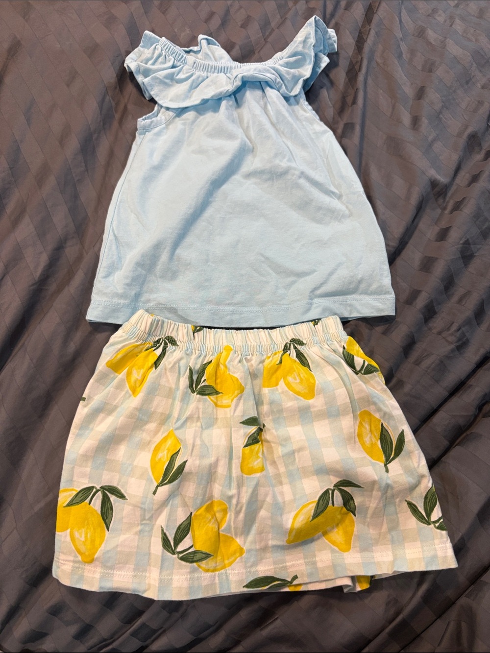 Carter's Light Blue Ruffle Tank with Yellow Lemon Print Skirt